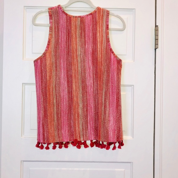 NWOT Anthropologie Multicolor Tassel Boho Top - Picture 3 of 4